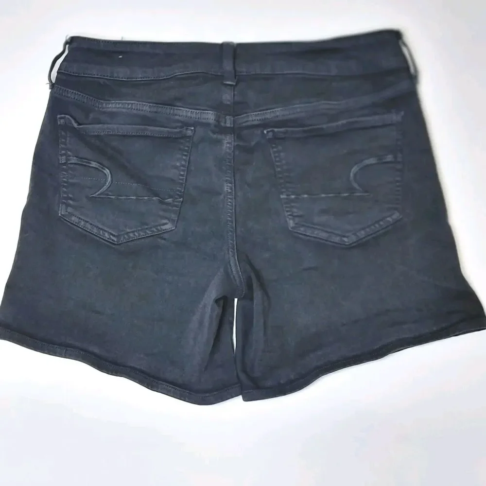American Eagle Womens Super Stretch Black Shorts Size 8 - Picture 2 of 7